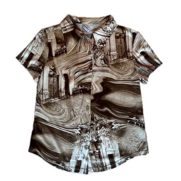 Women's two-piece suit: short sleeve top and midi skirt. Size 8. - Picture 2 of 5